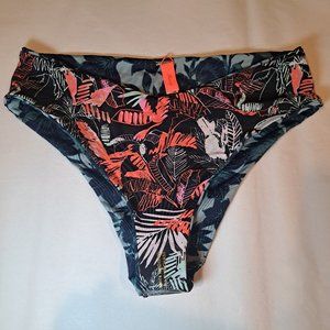 NWOT Maaji Colorful Neon Floral Deep Blue Reversible Bikini Bottoms Large